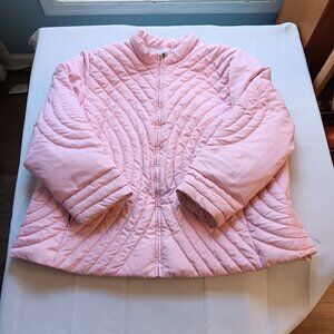 Womens Plus‎ Size Venezia Pale Pink Puffer Winter Coat Zipper Pockets
